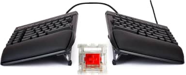 KINESIS Teclado mecânico dividido Freestyle Edge RGB Plus | Interruptores lineares Hotswap | RGB | Ergonômico | Kit de elevação incluído | Suporte de palma destacável | Totalmente programável | Teclas