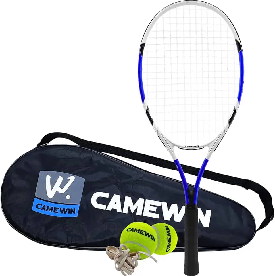 Kit Raquete de Tênis Amarelo 26 Polegadas Camewin Fibra de Carbono com Estojo + 2 Bolinhas de Tênis