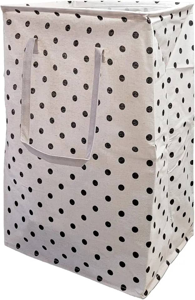 Cesto de Roupa Suja ou Limpa 72 Litros Dobrável Com Alça Tecido Resistente Organizador Lavanderia com Estampa (Bolinhas)