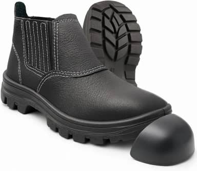 Botina de Segurança Bico de PVC Com CA Bota de Couro Relax Com Elástico Para Trabalho Tam.33-46