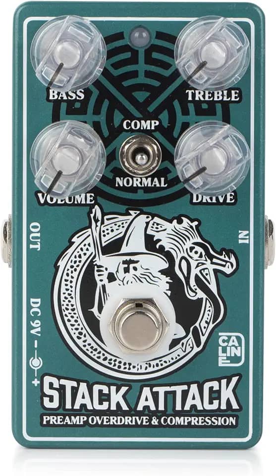 Caline Cp-509 Stack Attack Preamp Overdrive e Pedal de Compressor True Bypass Em Liga de Alumínio
