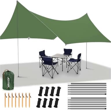 JOYFOX Tenda Gazebo 3x5m Impermeáve, SPF50+, Proteção Solar e Chuva, Camping, Praia, Jardim, Viagem, Estrutura Estável em Alumínio