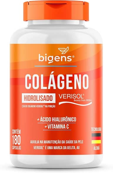 Colágeno Hidrolisado Verisol com Ácido Hialurônico e Vitamina C, 180 Capsulas, Biogens