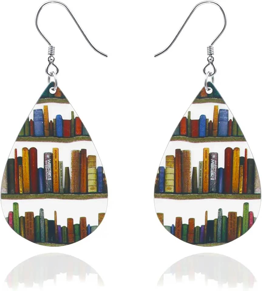 Presentes para professores, lápis de gato, bibliotecário, professor, brincos para amantes de livros, presente para professores, estudantes, mulheres, presentes de agradecimento a professores