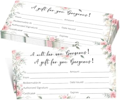 25 vales de presente em branco para empresas, vale de presente floral para salão, spa, restaurantes, casamento, aniversário, Natal, vouchers personalizados para clientes, 8 x 20 cm - 02