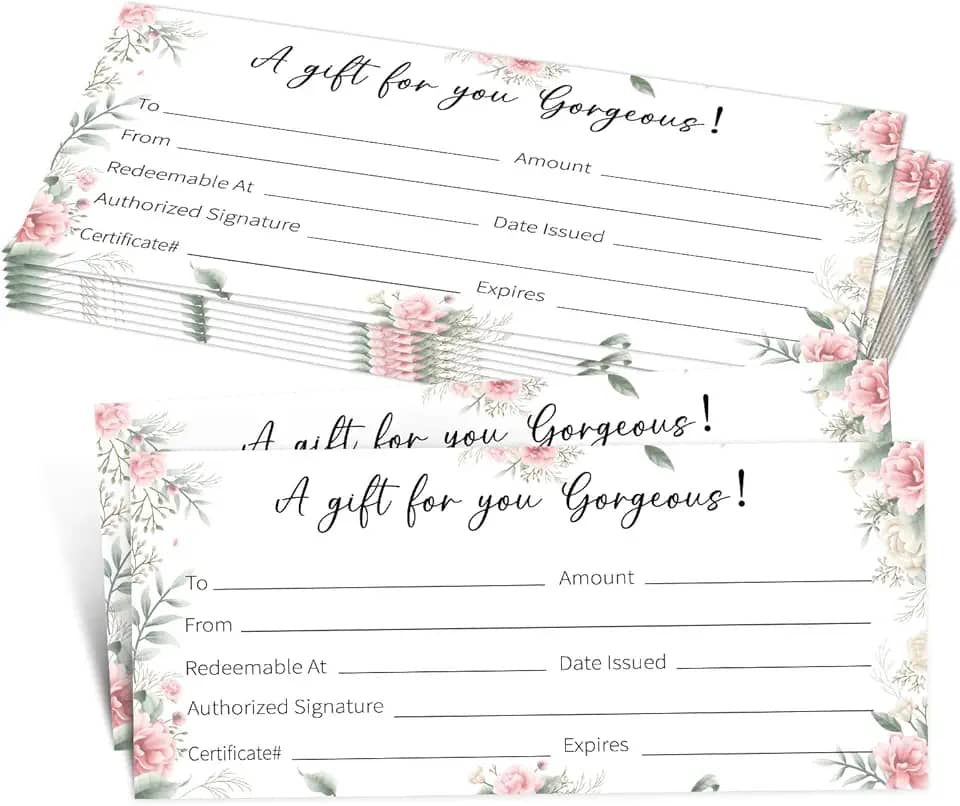 25 vales de presente em branco para empresas, vale de presente floral para salão, spa, restaurantes, casamento, aniversário, Natal, vouchers personalizados para clientes, 8 x 20 cm - 02