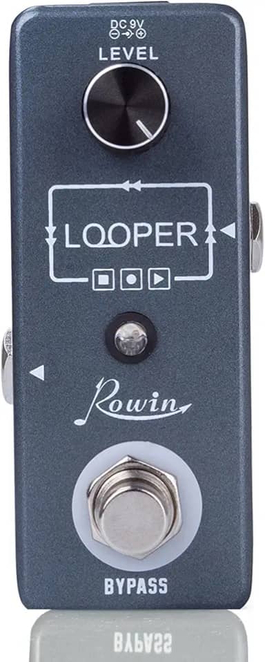 Rowin Pedal de guitarra Looper Unlimited Overdubs 10 minutos de loop com USB para importar e exportar loop