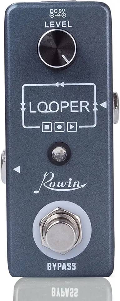 Rowin Pedal de guitarra Looper Unlimited Overdubs 10 minutos de loop com USB para importar e exportar loop