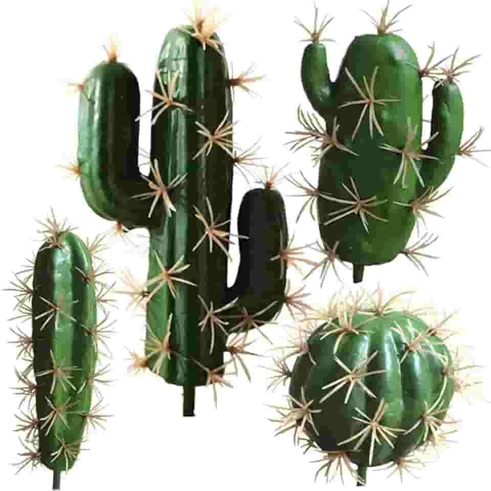 FagusHome Cactos artificiais, plantas falsas, suculentas, cactos artificiais, 4 peças, decoração interna sem vaso, caules de cactos falsos