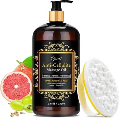 Óleo de massagem anticelulite com massageador, colágeno e células-tronco óleo de aperto da pele óleo natural de terapia removedor de celulite para celulite e estrias (8 Fl Oz)