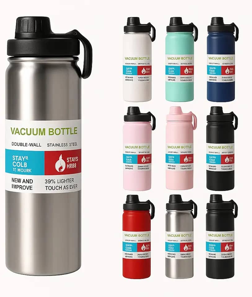 Garrafa Térmica Inox 800 ml Parede Dupla – Mantém Bebida Gelada 24h ou Quente 8h, Tampa Antivazamento, Squeeze para Academia, Trabalho e Viagem (Prata/Aço Inox)