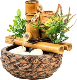 Fonte Decorativa de Água - Chafariz Cascata Zen com Bica de Bambu e Sizal