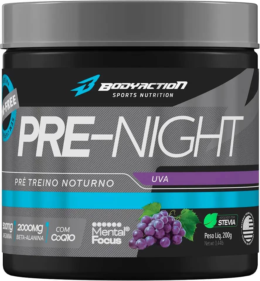 Pré-Treino Noturno Pre-Night com Beta-Alanina 200g Uva, Body Action multi-colored