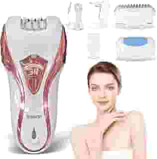Depilador Elétrico Feminino 3 em 1, Aparelho de Depilar Feminino, Barbeador Lixa Pé, Removedor de Pelos para Corpo Todo