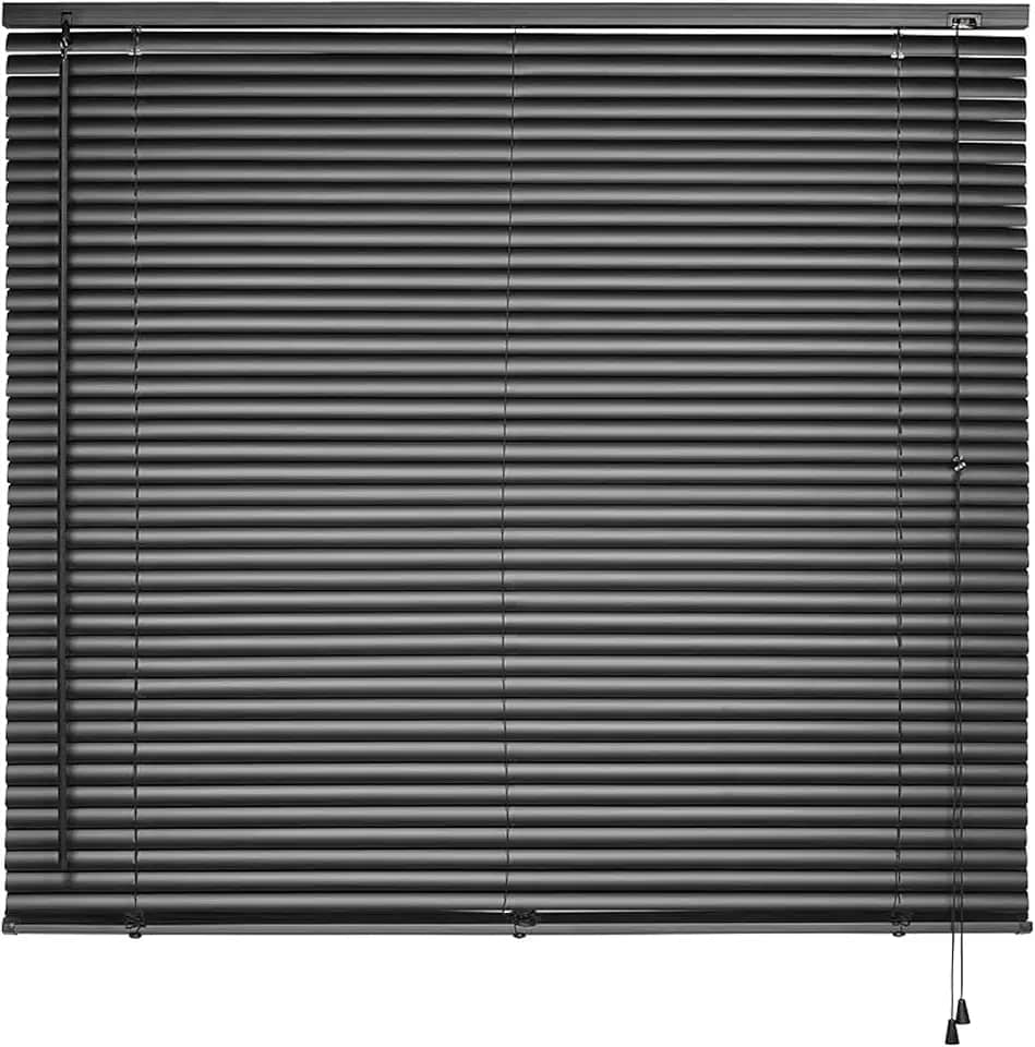 Atlas - Persiana Horizontal de PVC e Lâmina de 25mm, Tamanho 140 x 130 cm, Cor Preta