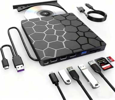 7 Em 1 Gravador Leitor Cd DVD Externo USB 3.0 Pc Notebook DVD Players SD TF Flash Disk Leitor de cartões
