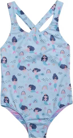 Maiô Infantil Praia Piscina Sereia Estampa Dupla UV 50+ She By Mash