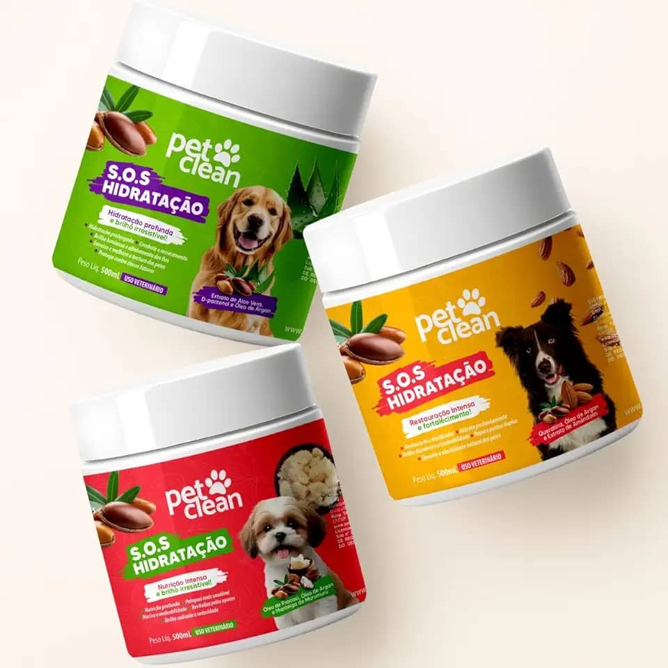 Pet Clean S.O.S Kit Tratamento Completo, 3 Máscaras de 500g, Hidratação, Nutrição e Restauração para Cães e Gatos - Cronograma