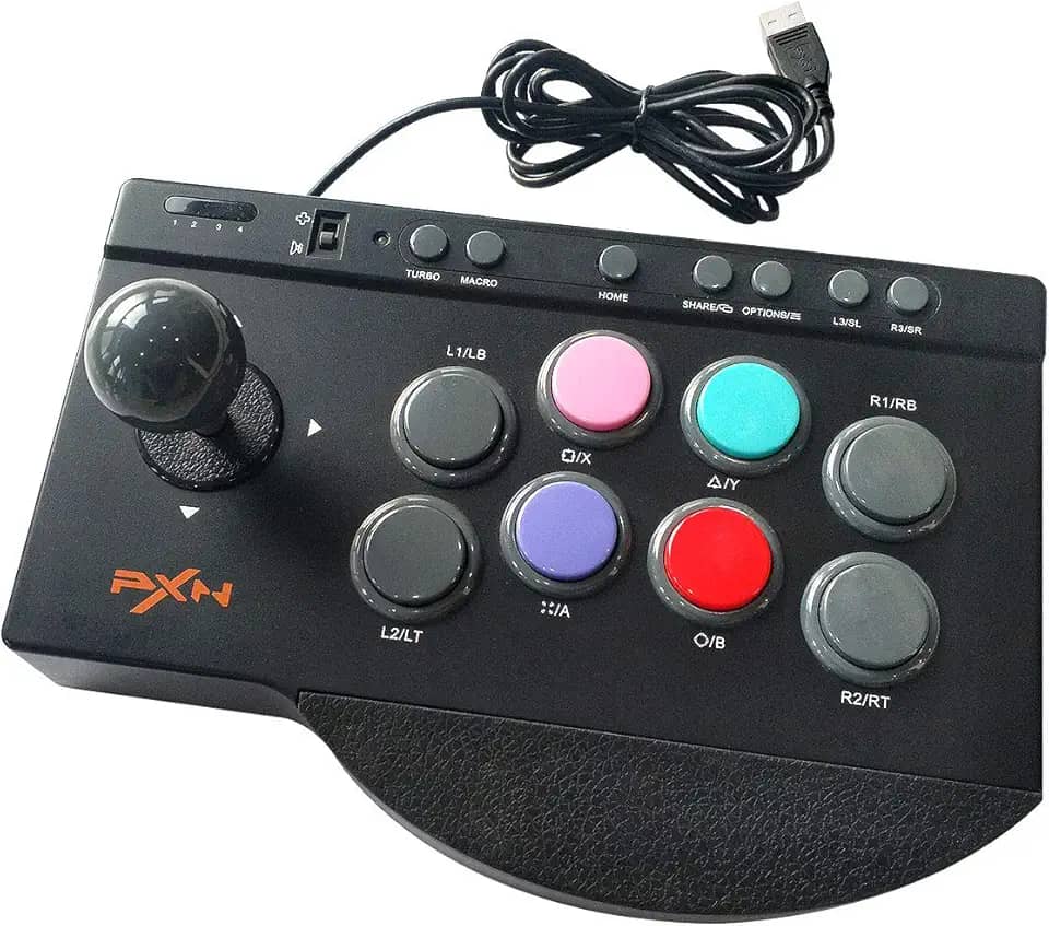 PXN Arcade Fight Stick 0082 Fight Stick Arcade Game Fighting Joystick PC with Turbo/Macro Functions Compatible with PC, PS4, PS3, Xbox One, Xbox Series X|S, Android TV Box, Switch