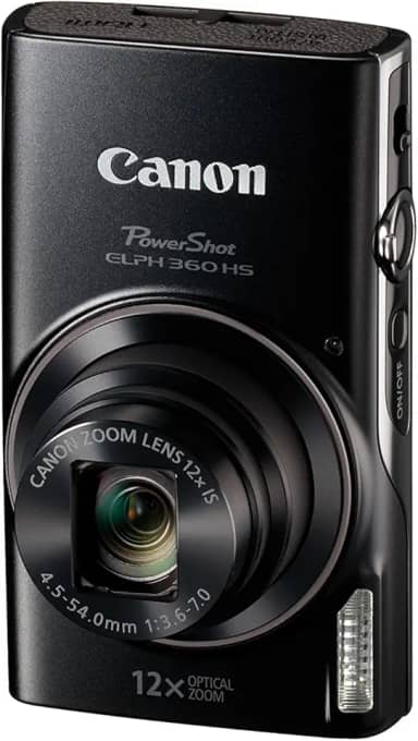 Canon Câmera digital PowerShot ELPH 360 com zoom óptico de 12x e estabilização de imagem – Wi-Fi e NFC (Preto)