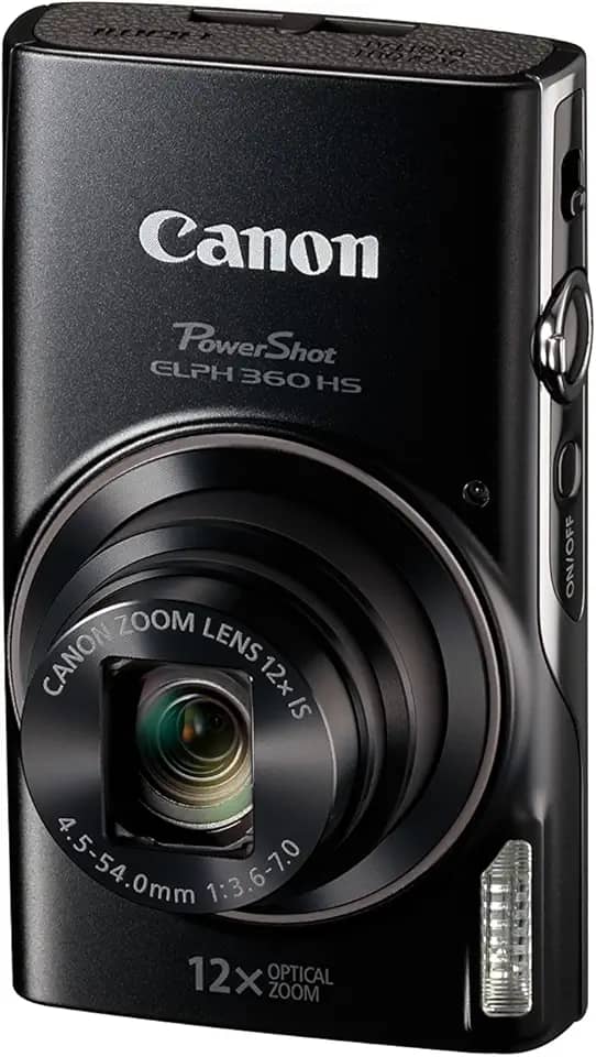 Canon Câmera digital PowerShot ELPH 360 com zoom óptico de 12x e estabilização de imagem – Wi-Fi e NFC (Preto)
