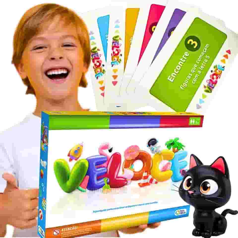 Brinquedo Veloce Jogos educativos Mais De 160 Cartas Ache As Figuras No Tabuleiro para jogar em familia presente menino menina dia das crianças 5 anos aniversário natal