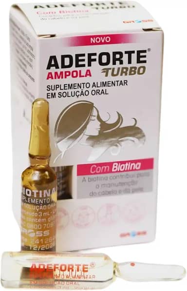 Adeforte Turbo + Biotina 3 ml – Crescimento cabelo, unhas e pele – Sem glúten