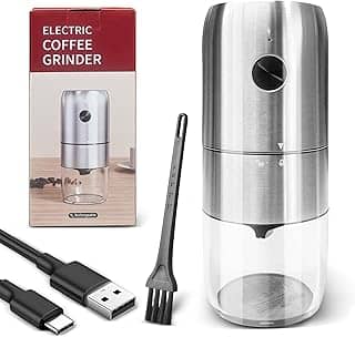 Moedor de Café Elétrico, Moedor De Café Elétrico Premium Portátil, Triturador Potente, Recarregável USB Cafeteira Moedora de Grao de Cafe, Compacto e Portátil, Ajustável