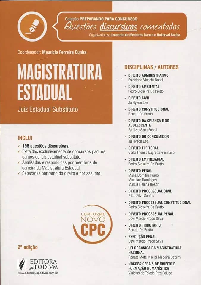 Magistratura Estadual. Juiz Estadual Substituto - Coleção Preparando Para Concursos Questões Discursivas Comentadas