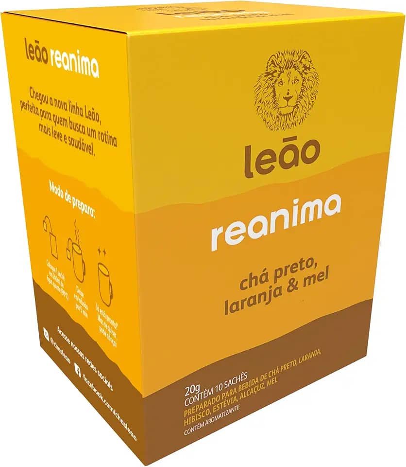 Leão Chá Reanima Chá Preto Laranja E Mel 10 Sachês