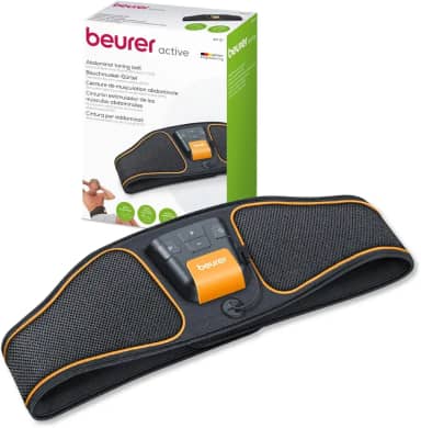 Beurer EM37 Estimulador Abs Tonificação Cinta Abdominal, Máquina EMS Ab com 40 Níveis de Intensidade, Cinto Portátil para Equipamento de Treino Abdominal, Inclui Eletrodos de Água Reutilizáveis e