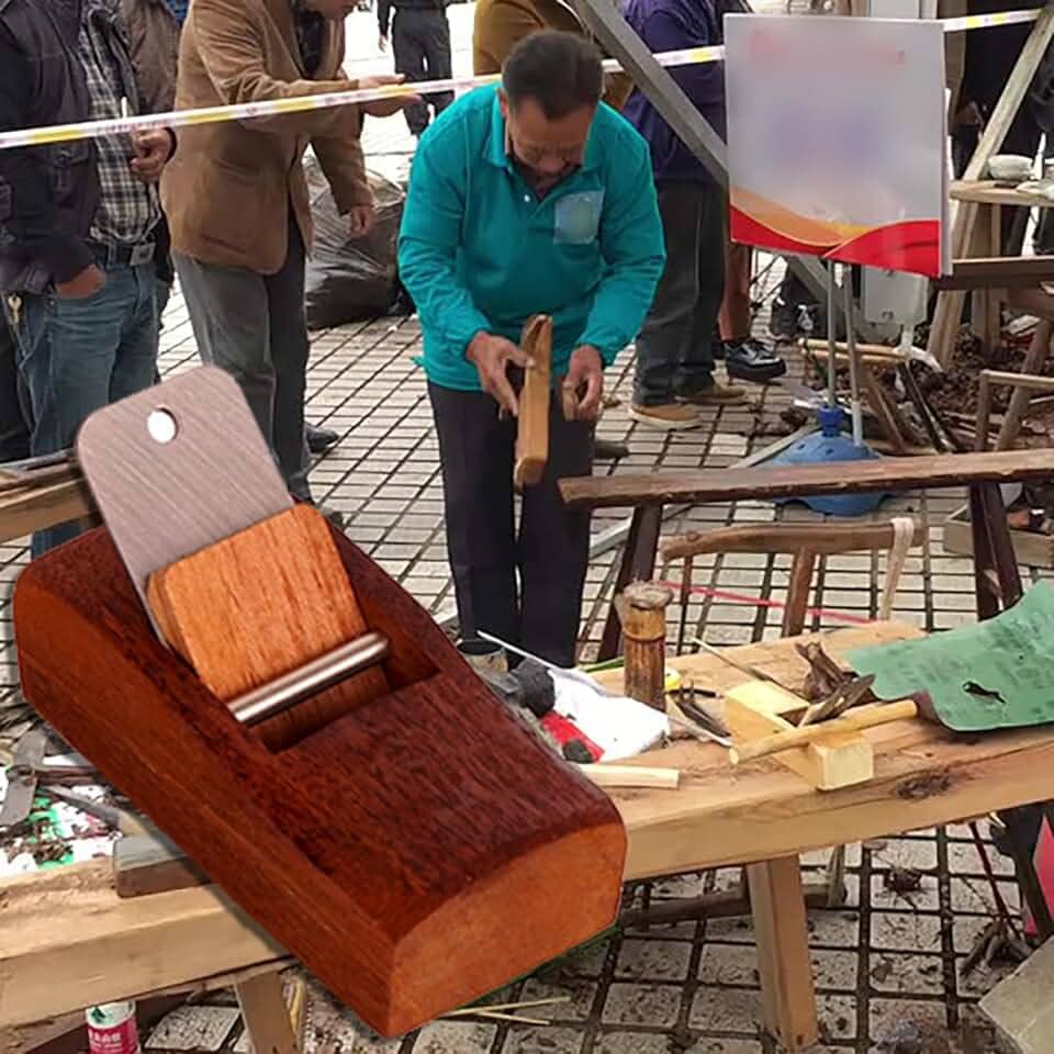 Plaina manual de madeira para aparar e alisar precisos, ferramenta de madeira compacta DIY para projetos de carpintaria, design de madeira vermelha indonésia