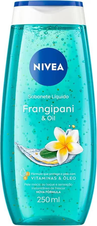 NIVEA Sabonete Líquido Frangipani & Oil 250ml - Fragrância da flor frangipani com pérolas de óleo, sensação de pele macia e hidratada