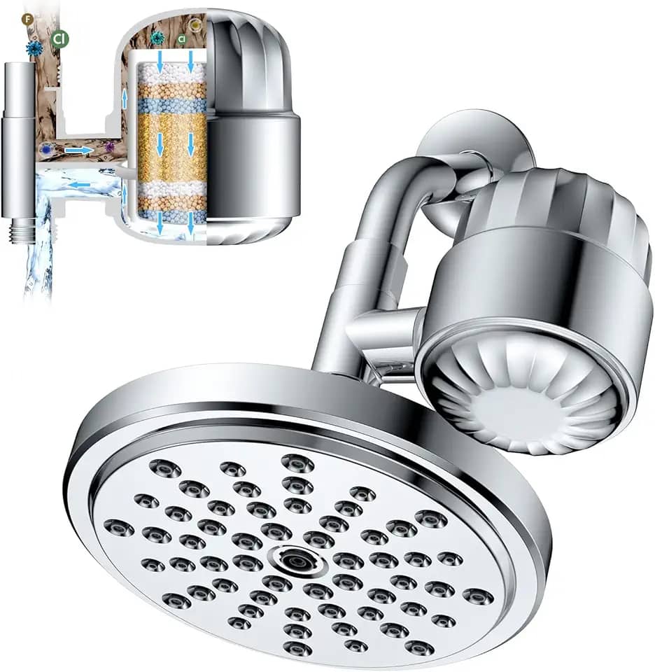 Combo de cabeça de chuveiro filtrada 2 em 1, combo de filtro de chuveiro de alto rendimento HOPOPRO com filtragem potente 3X para água dura para remover cloro e outras substâncias nocivas para um