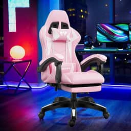 Cadeira Ergonomica Gamer Com Apoio Para Os Pés(Rosa)