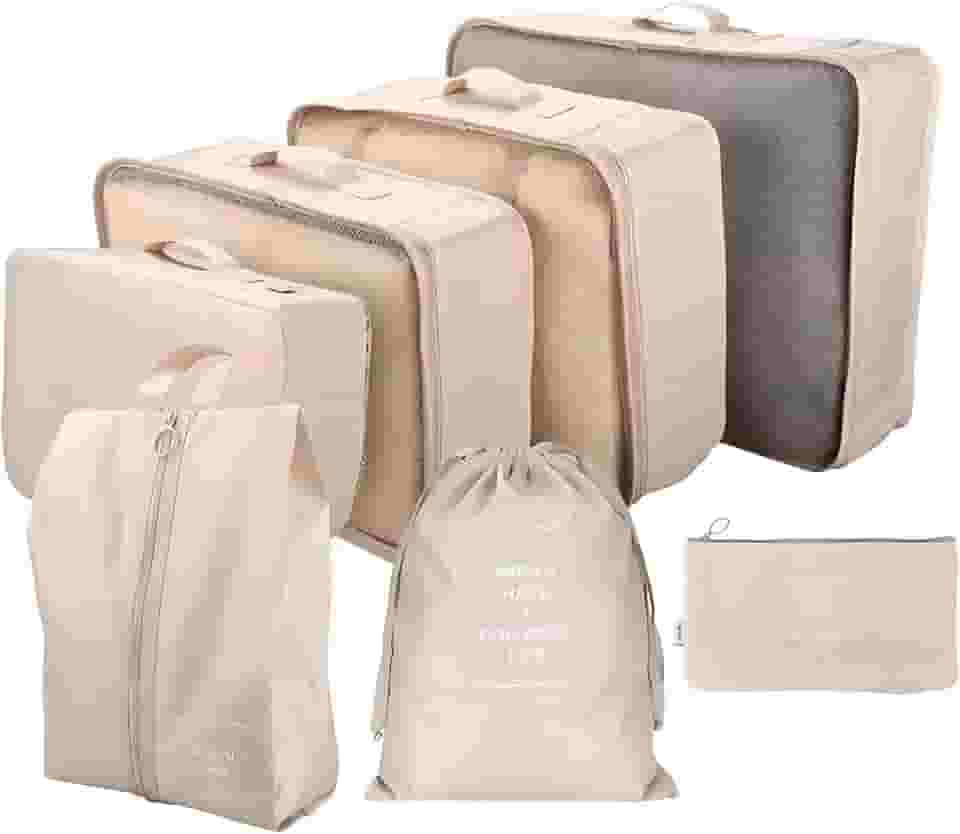 Kit Organizador de Malas para Viagem 7 Peças – Bolsas, Necessaire, Saco a Vácuo | Roupas, Sapatos, Maquiagem – Mala Organizada e Compacta – Ideal para Viagem e Bagagem de Mão