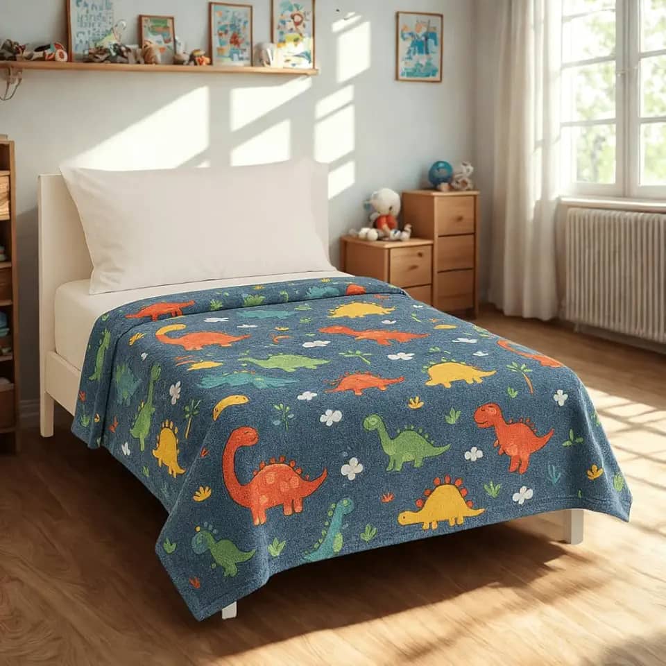 Manta Que Brilha no Escuro Infantil Coberta Solteiro Cobertor Aveludado Tecido Macio Qualidade Premium Mantinho Neon (Solteiro, Dinossauro)