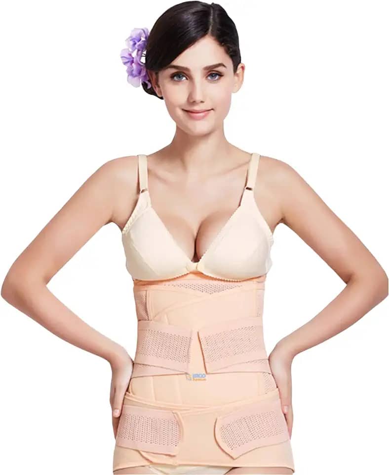 Kit de Cinta 3 em 1 Pós Parto Para Recuperação Cesárea Diástase com Suporte da Pelve Cintura e Barriga (P)