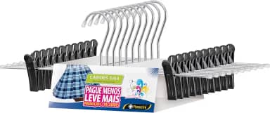 Cabide de Saia e Shorts Cromado Organização Roupa Armario - Kit com 10 unidades