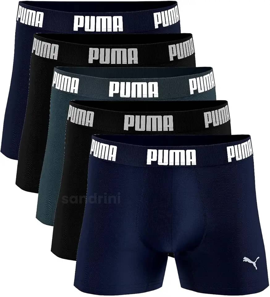 Kit 5 Cuecas Boxer Puma Sem Costura Confortável Esporte Masculino