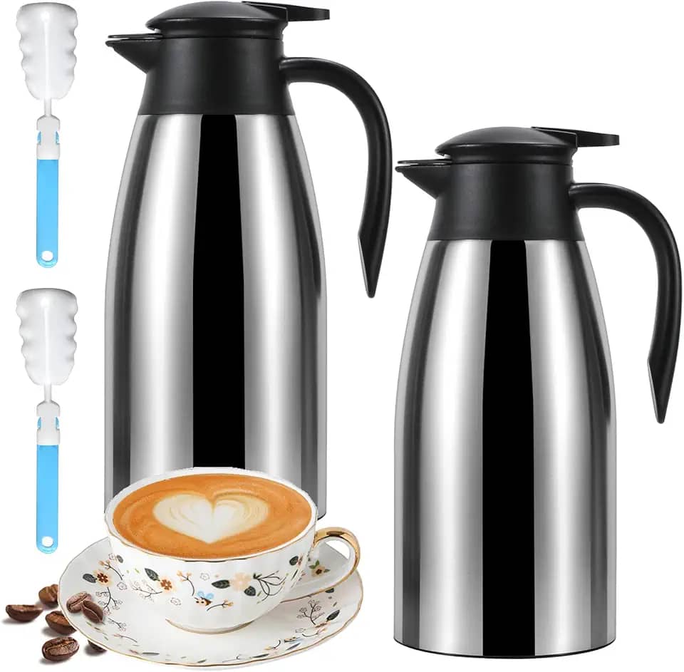 Garrafa ThermoCafe de aço inoxidável com parede dupla isolada a vácuo de 1,984 g – Mantém o café e a água quentes por 12 horas