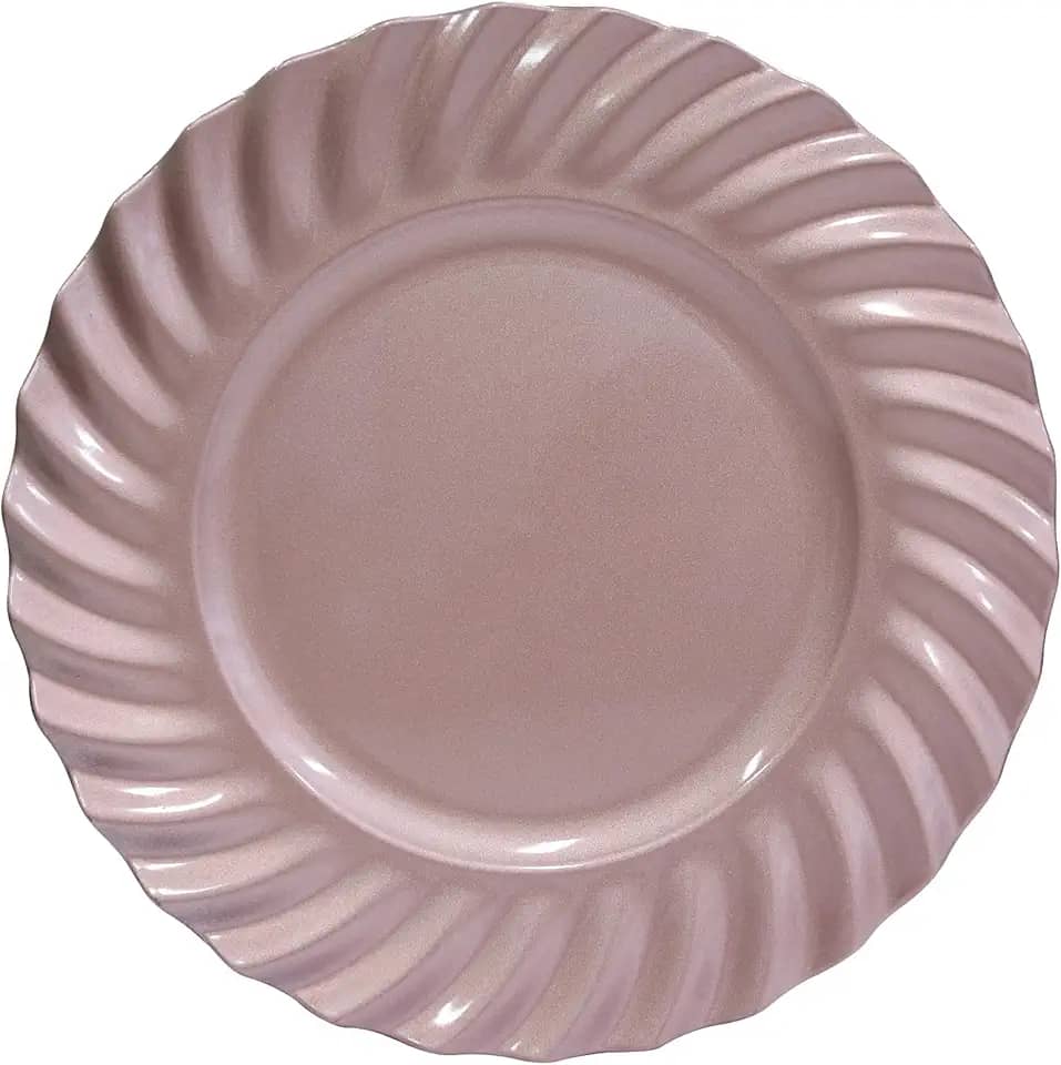 Tuut Linha Decoração Sousplat Redondo Borda Decorada Wave Rosê Gold 33Cm