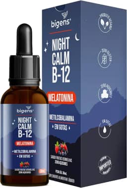 Night Calm B12: Melatonina e Vitamina B12 em gotas, com Sabor Frutas Vermelhas, Unidade 30 ml, Bigens. (Unidade)