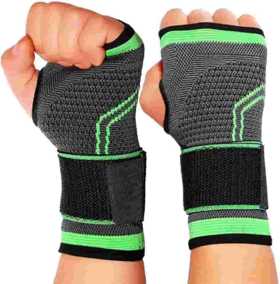 Kit 02 Munhequeira de Compressão Punho Elástica Ajustável Ortopédica Esportes Proteção Tendinite