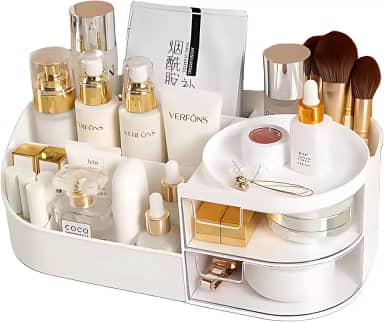 Organizador de Cosméticos Multifuncional com Gavetas – Acrílico Transparente Premium para Maquiagem e Acessórios - Cor Sortida