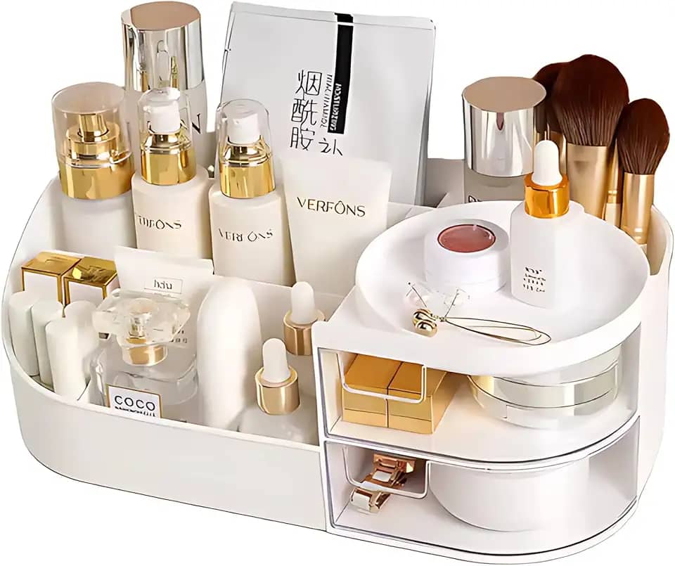 Organizador de Cosméticos Multifuncional com Gavetas – Acrílico Transparente Premium para Maquiagem e Acessórios - Cor Sortida