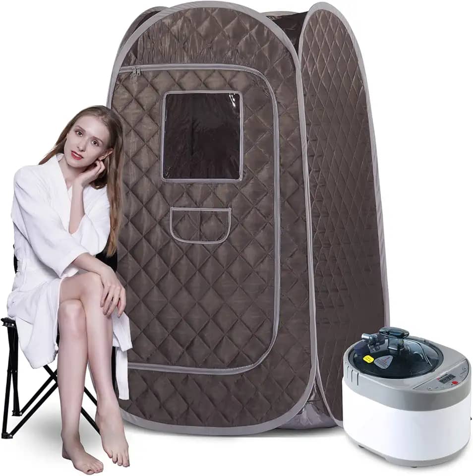 Smartmak Conjunto de sauna a vapor portátil de tamanho completo, saunas dobráveis para casa, spa para relaxar, vaporizador grande, controle remoto, cadeira atualizada (80 x 89 x 140 cm, cinza escuro)