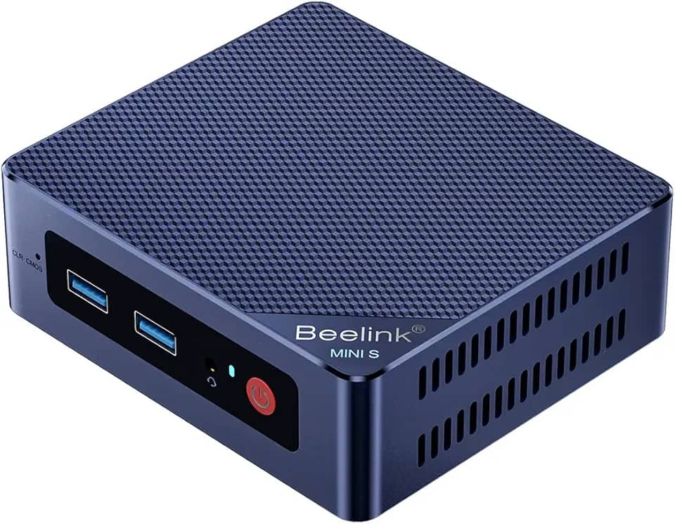 Beelink Mini PC MINIS 12 com processador N95 (até 3,4 GHz), computadores desktop 8G DDR4 RAM 256G SSD, PC pequeno 4K UHD Dual HDMI, 2.4G+5G WiFi Gigabit Ethernet/BT4.0 para