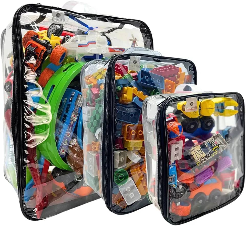 Kit 3 Organizador Brinquedos Ursinhos Carrinhos Empilhável Guarda Roupa C/Zíper Dobravél 1P + 1M + 1 G - bubag (Preto)