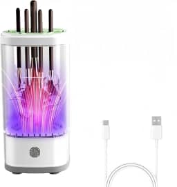 Máquina elétrica de limpeza e secadora de pincéis de maquiagem com luz UV-C, sistema de limpeza automática de pincéis 3 em 1 para limpeza profunda e secagem rápida, design silencioso para entusiastas